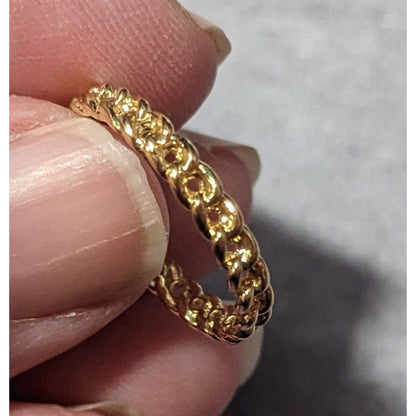 Gold Tone Braided Chain Texture Fashion Ring Size 6