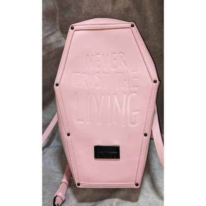 Black Craft Never Trust The Living Pink Coffin Backpack Purse