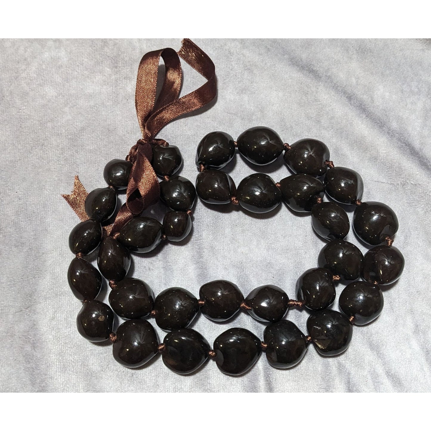 Brown Kukui Nut Tie On Necklace