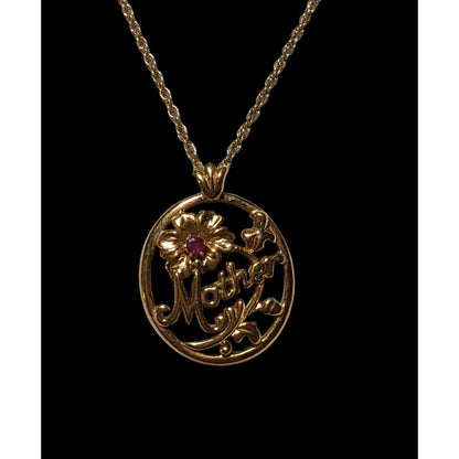 Vintage Avon Mother Floral Pendant Necklace