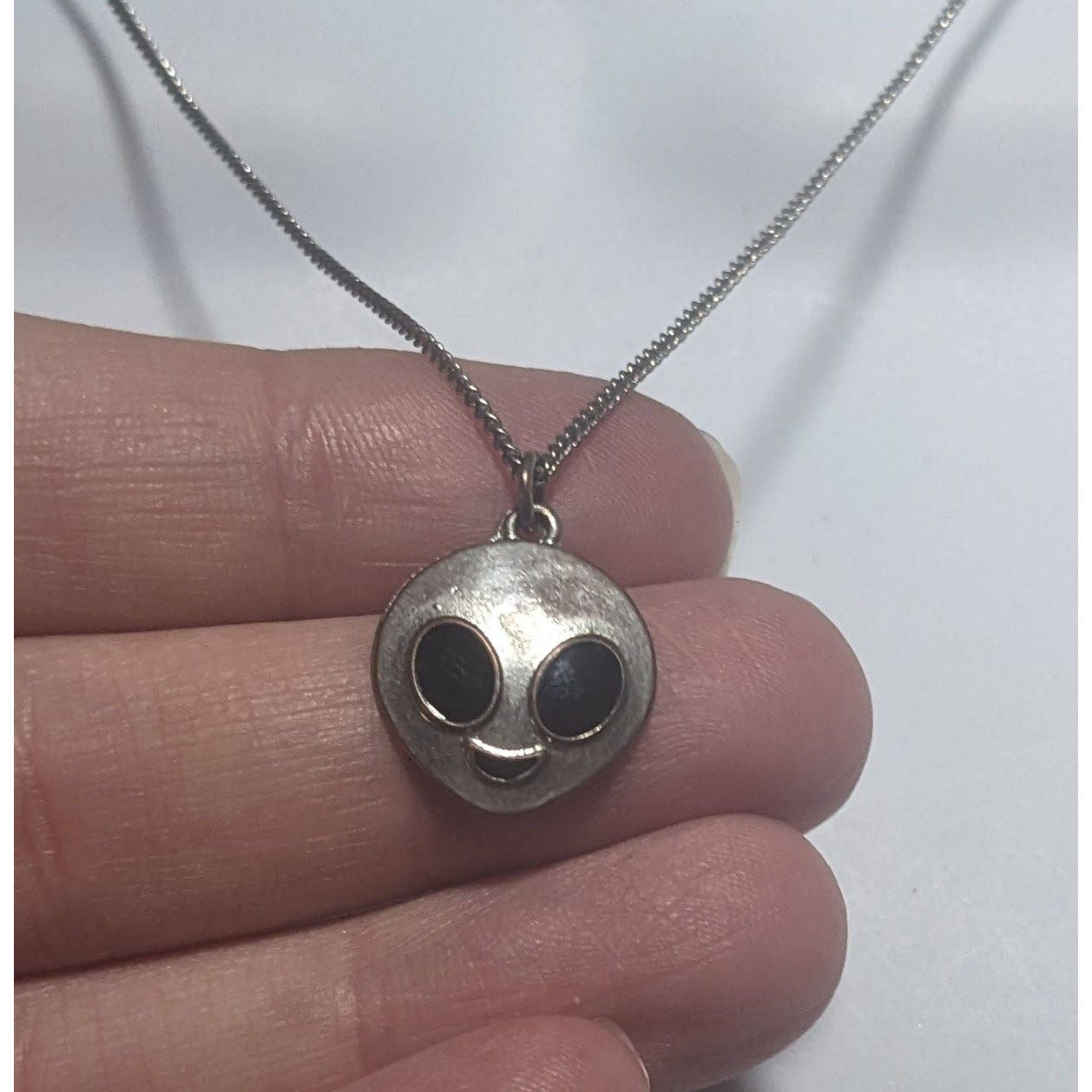 Silver Alien Face Necklace