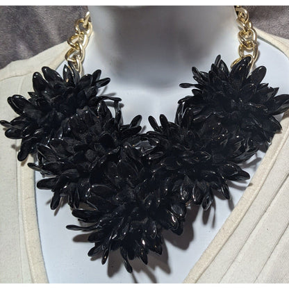 Chunky Black Floral Necklace