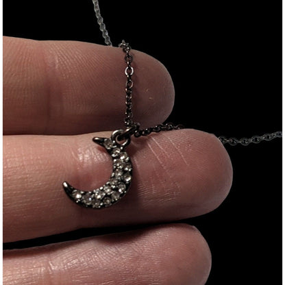 Minimalist Rhinestone Crescent Moon Necklace