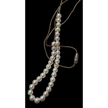 Minimalist Gold Faux Pearl Beaded Necklace