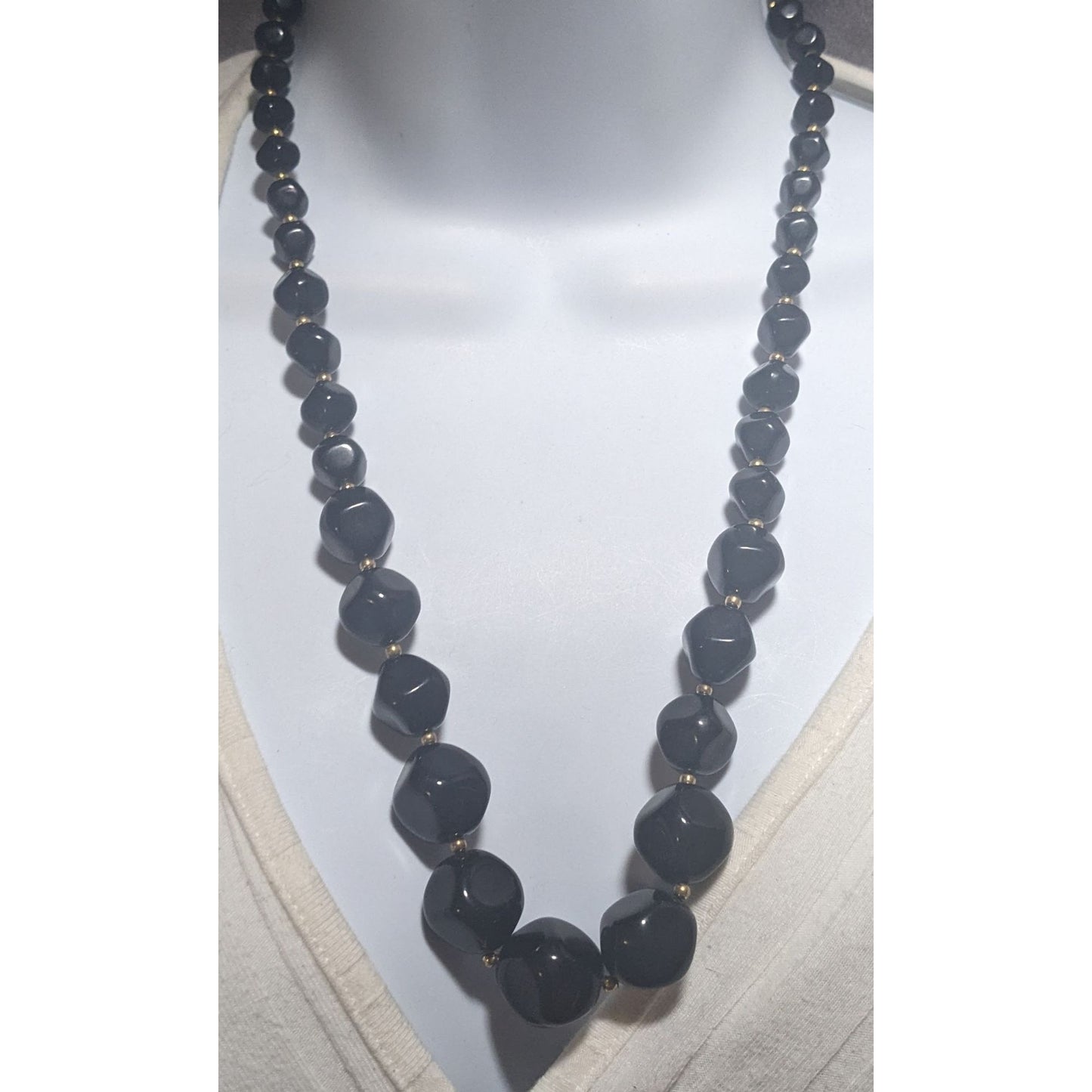 Black And Gold Chunky Beaded Necklace