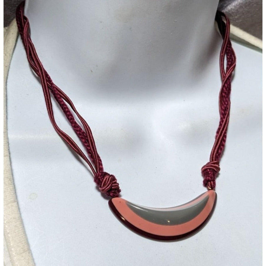 Vintage Lucite Pink And Grey Pendant Necklace