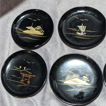 Vintage Japanese Hand Painted Coasters (6)