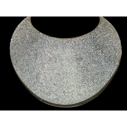 Save The Queen Crystal Statement Collar Bib Necklace With Gold-Tone Finish