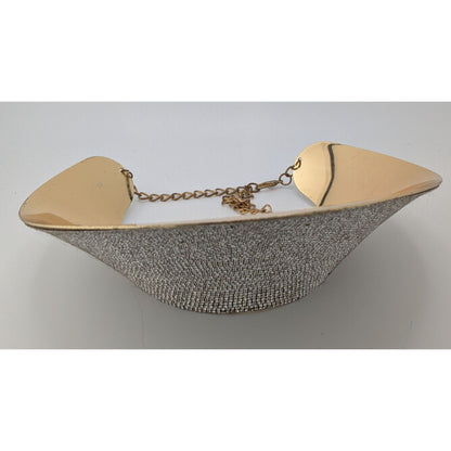 Save The Queen Crystal Statement Collar Bib Necklace With Gold-Tone Finish