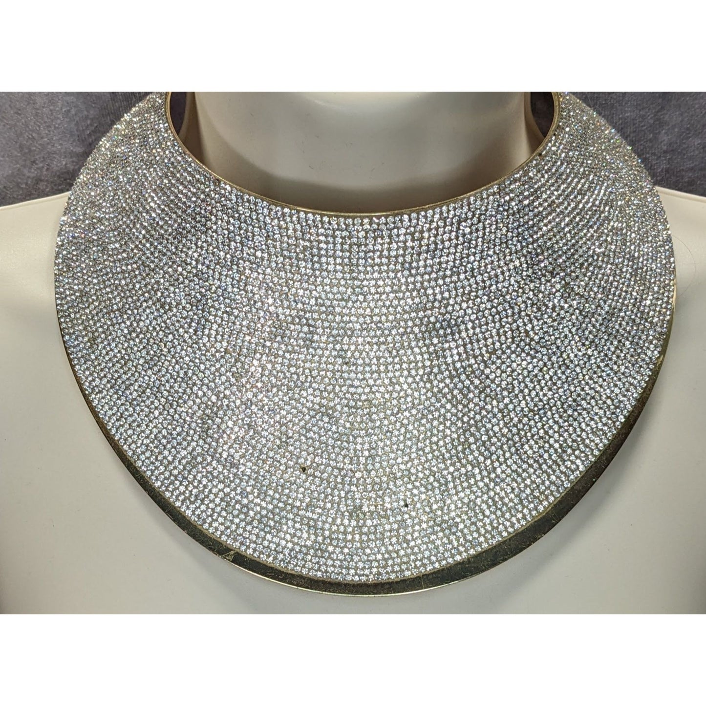 Save The Queen Crystal Statement Collar Bib Necklace With Gold-Tone Finish