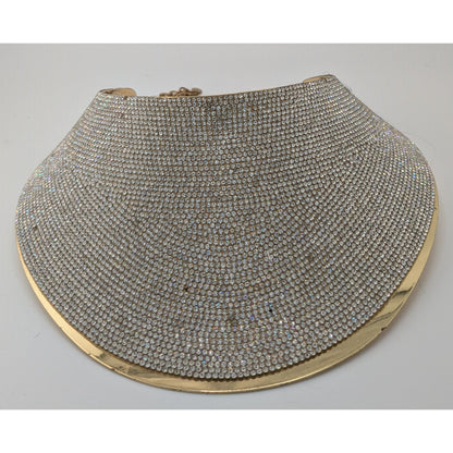 Save The Queen Crystal Statement Collar Bib Necklace With Gold-Tone Finish