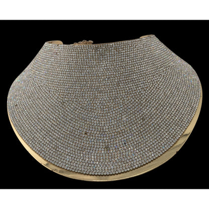 Save The Queen Crystal Statement Collar Bib Necklace With Gold-Tone Finish