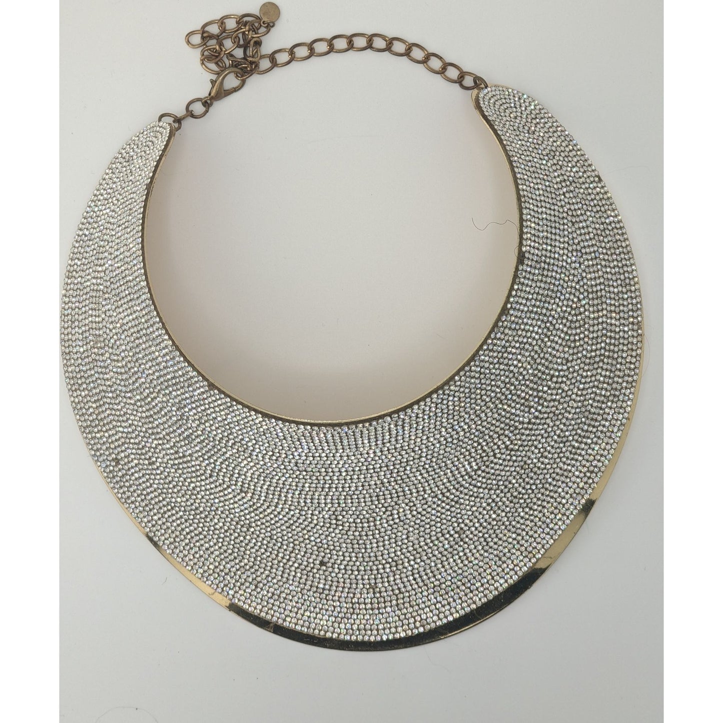 Save The Queen Crystal Statement Collar Bib Necklace With Gold-Tone Finish