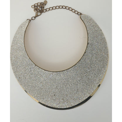 Save The Queen Crystal Statement Collar Bib Necklace With Gold-Tone Finish