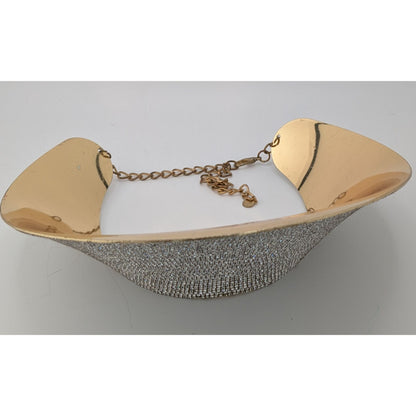 Save The Queen Crystal Statement Collar Bib Necklace With Gold-Tone Finish