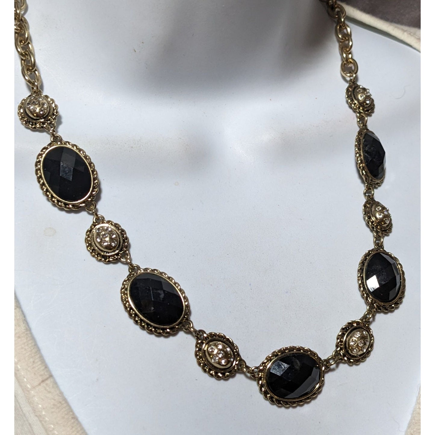 Vintage Glam Jones New York Gold Gemmed Necklace