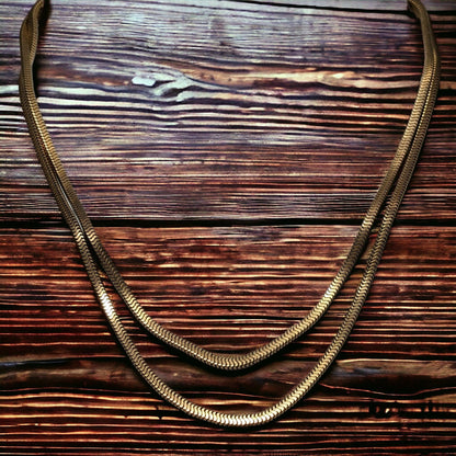 Vintage Forstner Gold Filled Double Snake Chain Necklace