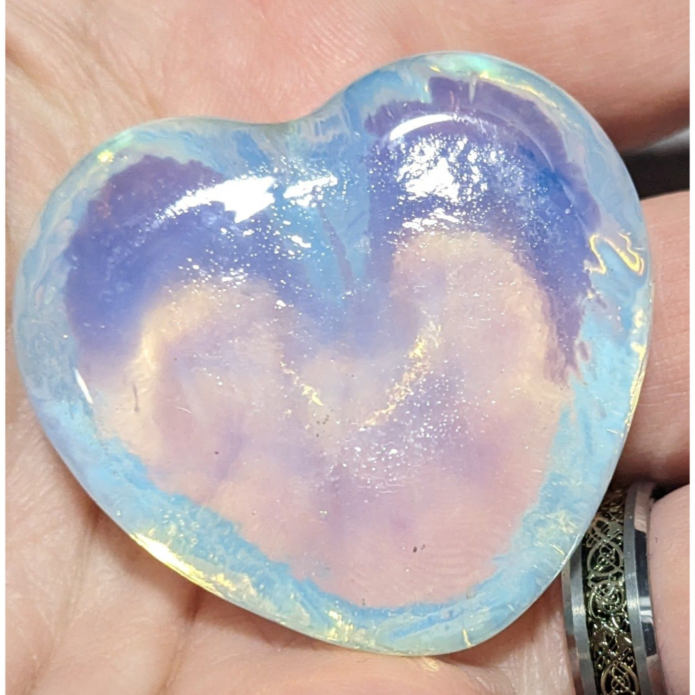 Iridescent Glass Heart Paperweight