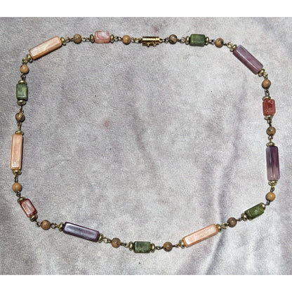 Vintage Rainbow Faux Agate Beaded Necklace