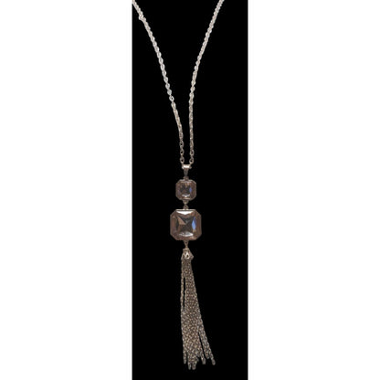 Orange And Rose Gold Brilliant Gemmed Tassel Necklace