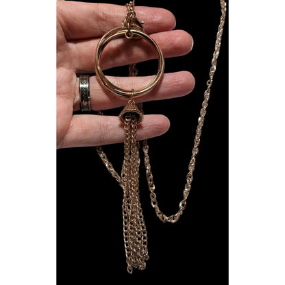 Bohemian Rose Gold Hoop Pendant Tassel Necklace