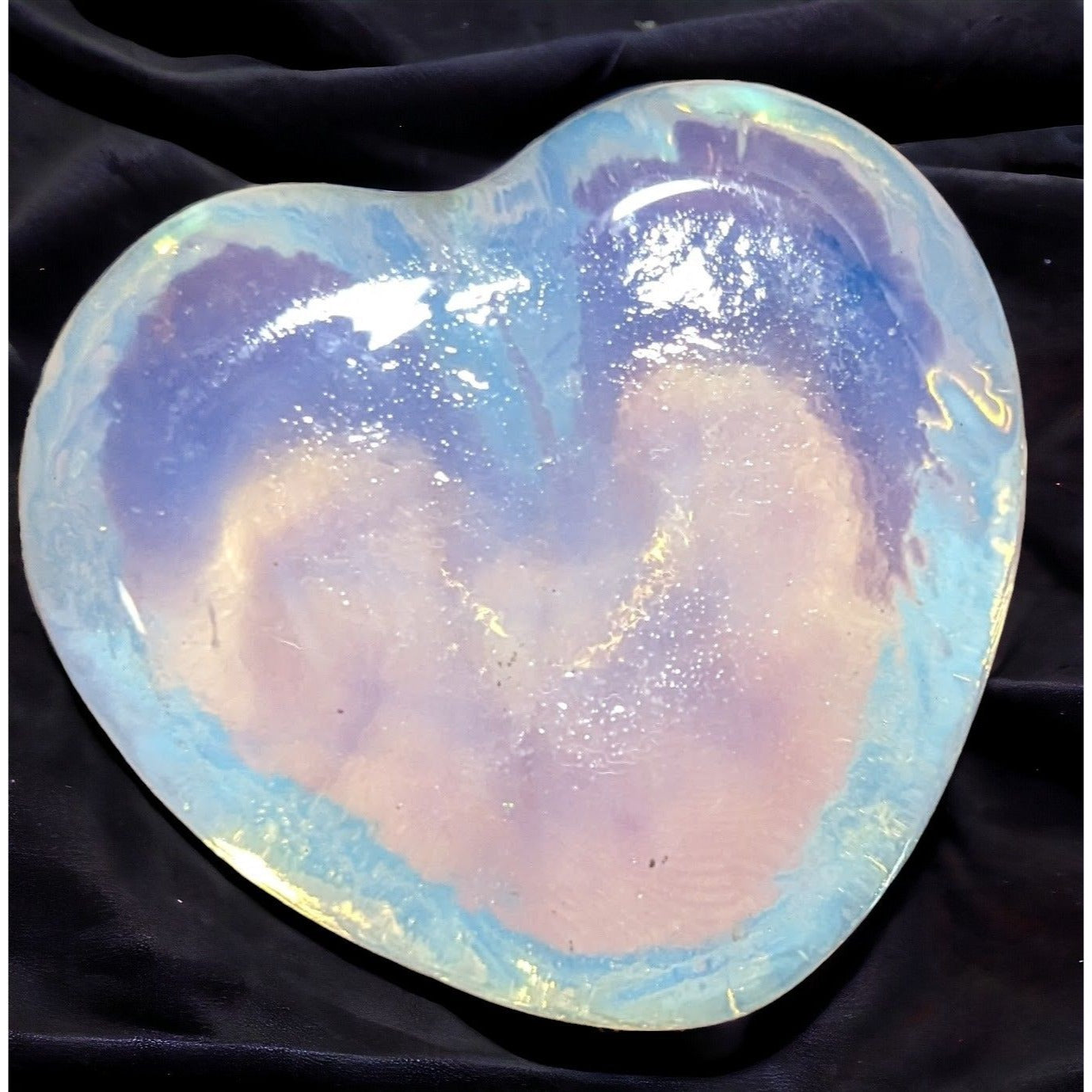 Iridescent Glass Heart Paperweight