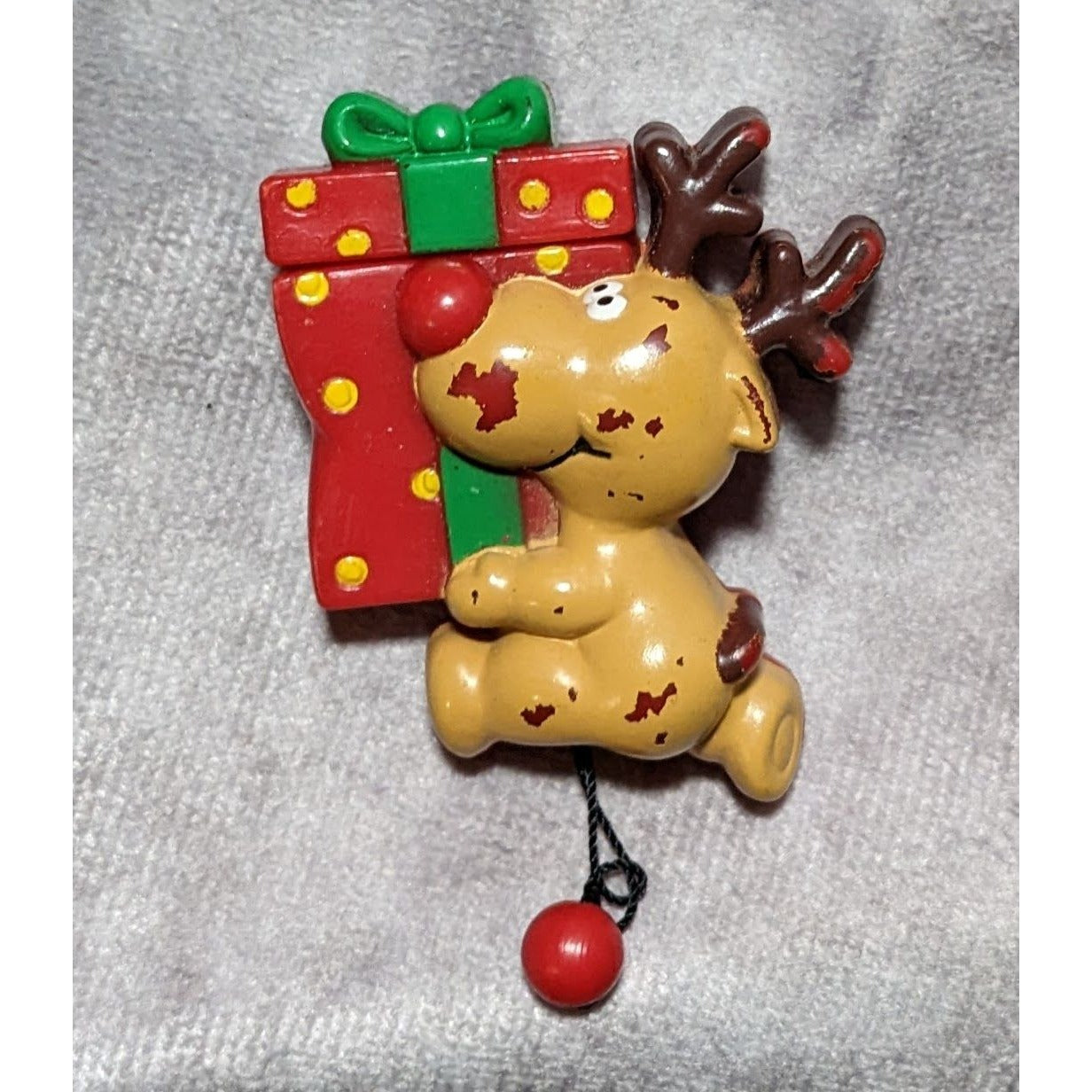 Vintage Russ Pop Up Santa Reindeer Brooch