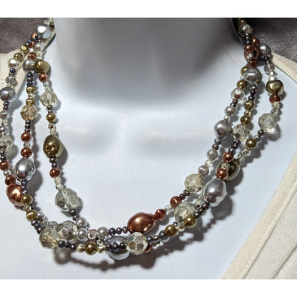 Metallic Multilayer Glam Beaded Necklace