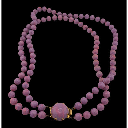 Vintage Midcentury Purple And Pink Swirl Layered Necklace