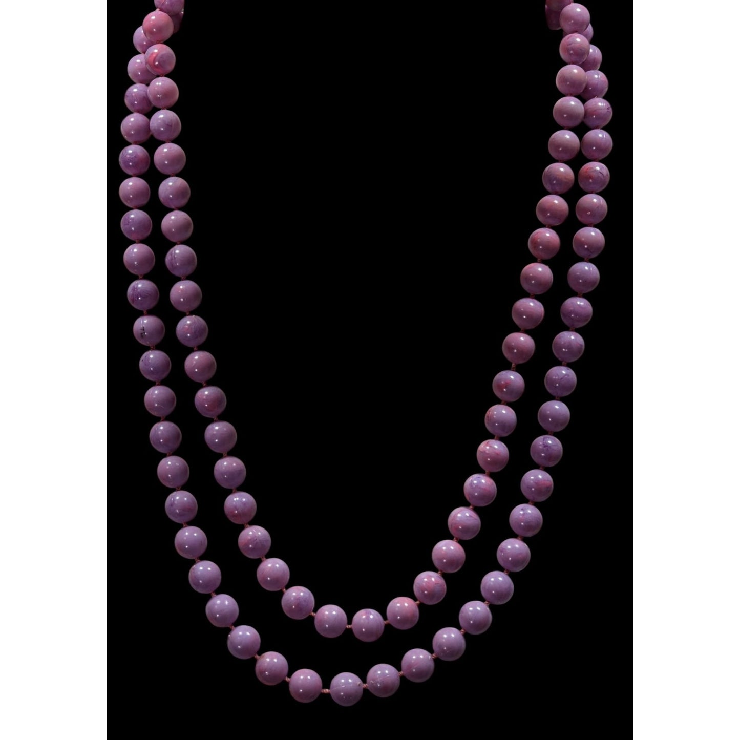 Vintage Midcentury Purple And Pink Swirl Layered Necklace