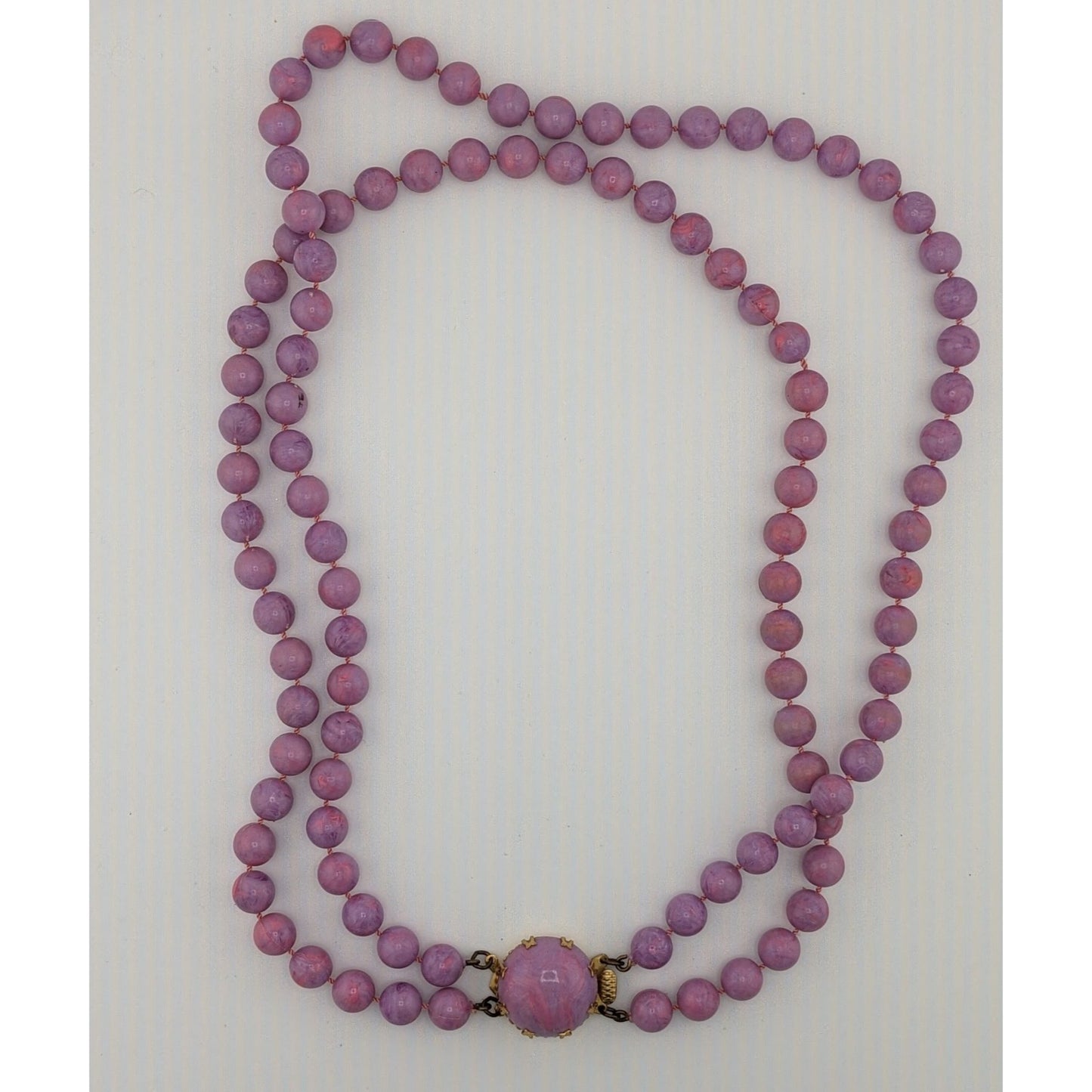 Vintage Midcentury Purple And Pink Swirl Layered Necklace