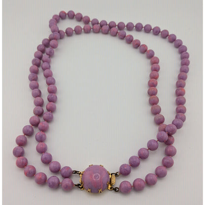 Vintage Midcentury Purple And Pink Swirl Layered Necklace