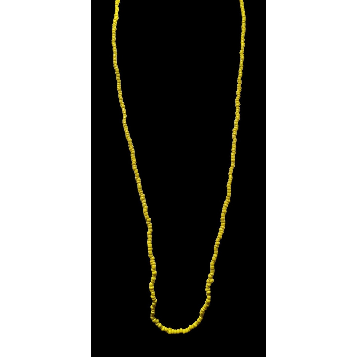 Long Yellow Handmade Glass Beaded Necklace