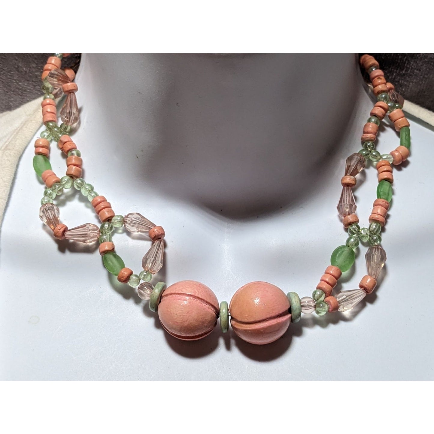 Vintage Pink Beaded Necklace