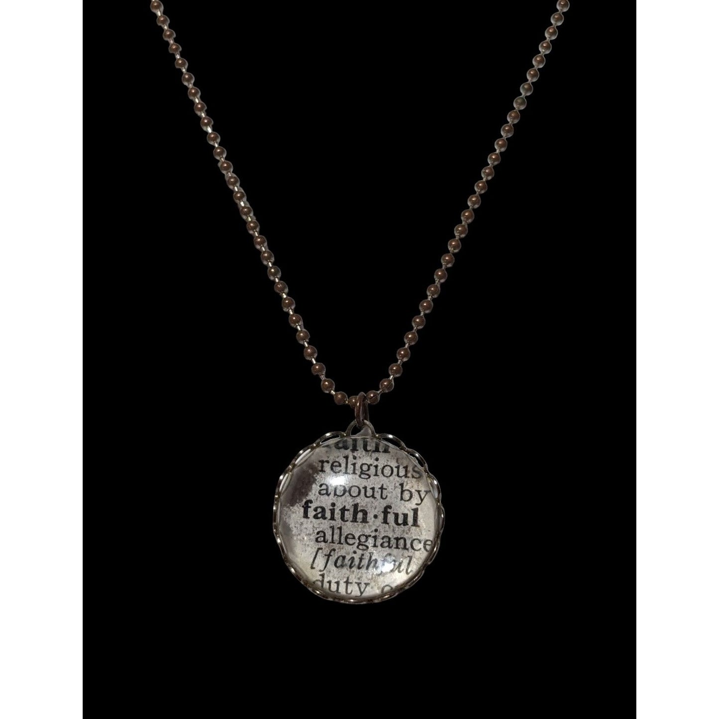 Faithful Scripture Book Bubble Pendant Necklace