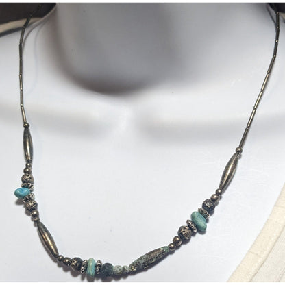 Silver Turquoise Beaded Necklace