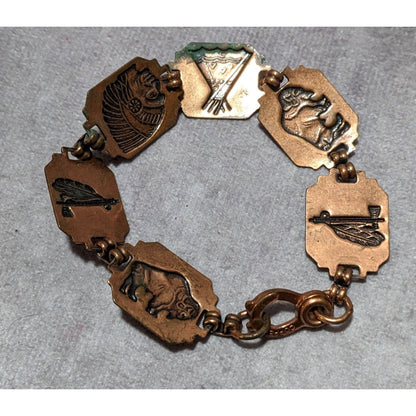 Vintage Copper Native American Link Bracelet