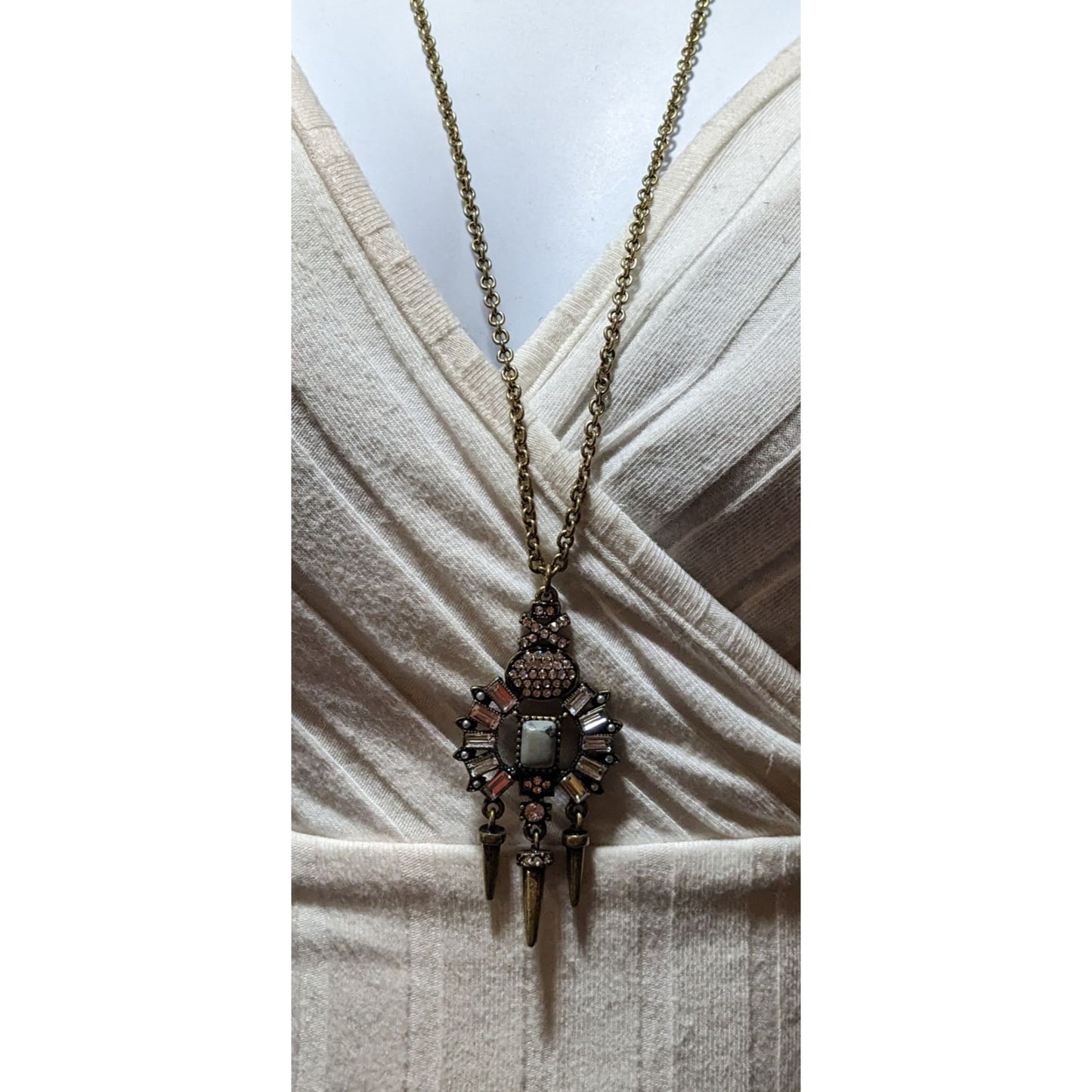 Chandelier Spike Gemmed Pendant Necklace