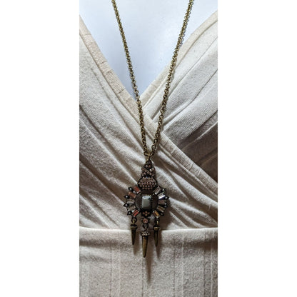 Chandelier Spike Gemmed Pendant Necklace