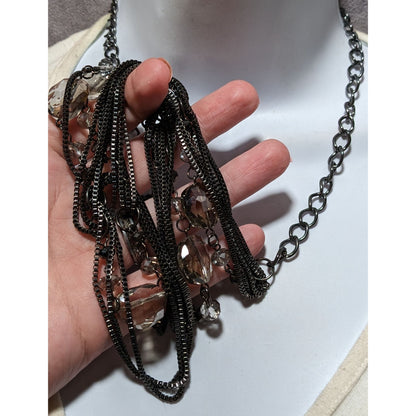 Glam Goth Gemmed Chain Multilayer Necklace