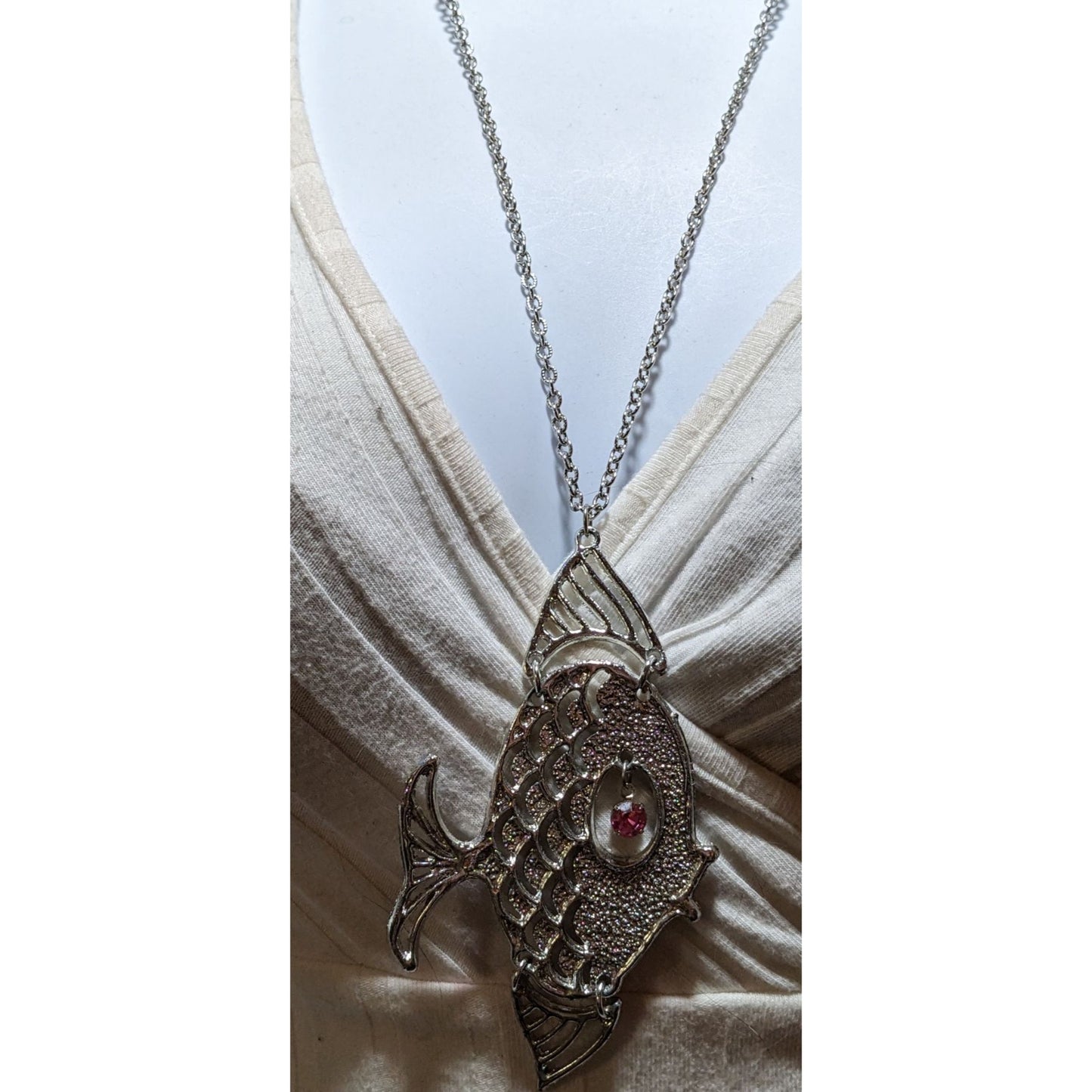 Vintage Silver Articulated Fish Necklace