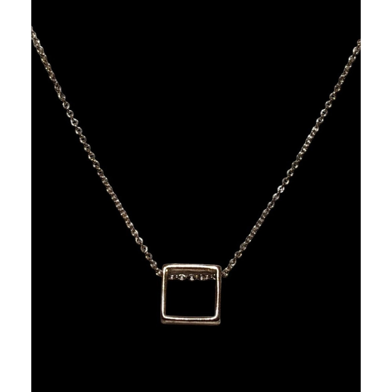 Minimalist Gold Open Square Pendant Necklace