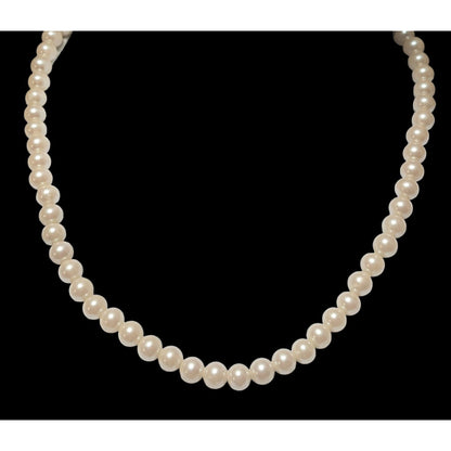 Vintage Japan Faux Pearl Necklace With Silver Clasp