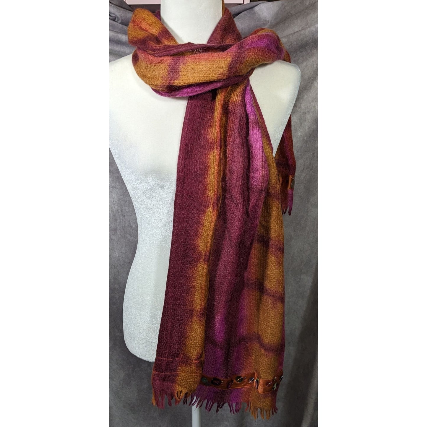 Tasouris Sunset Square Tiedye Scarf With Sequin Accents