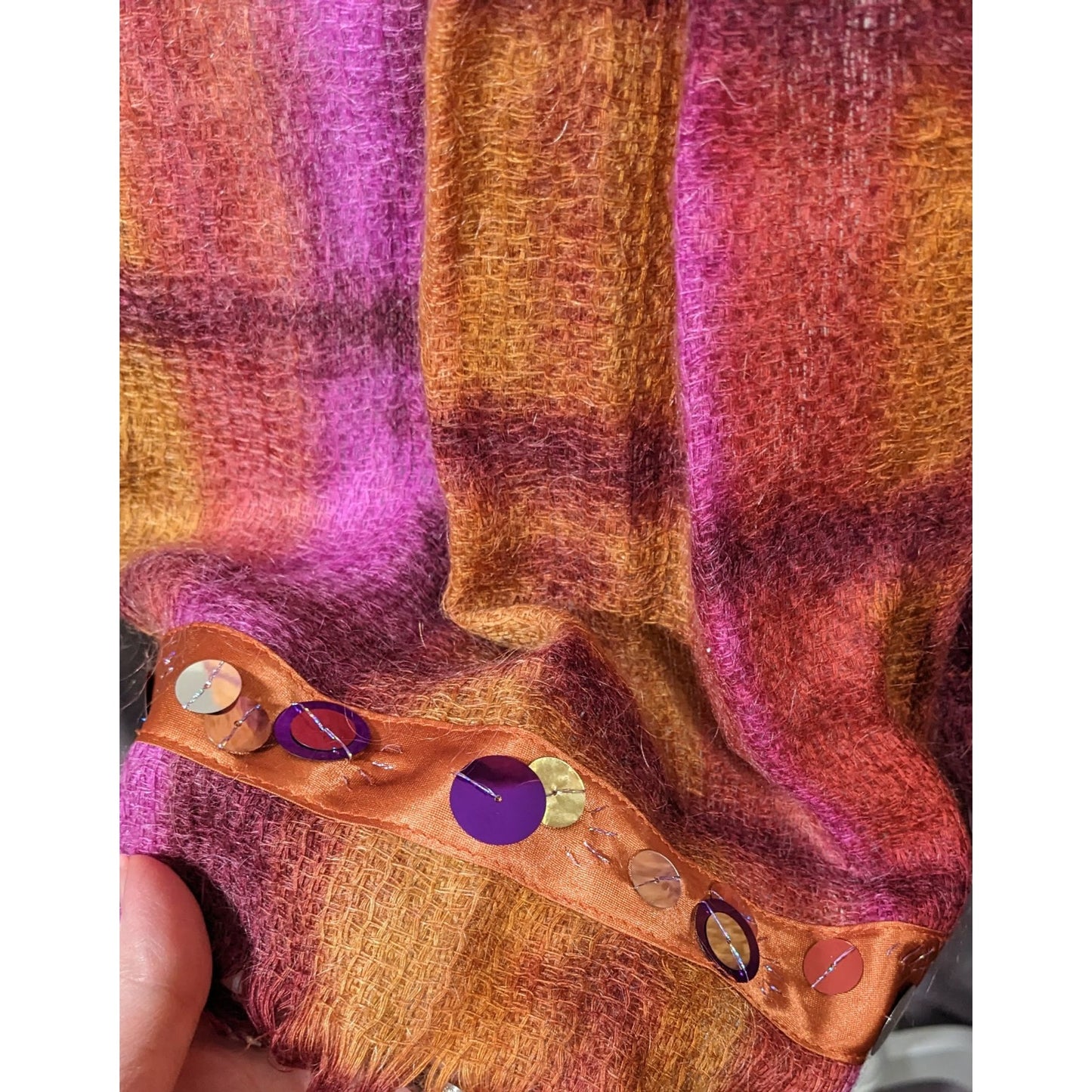 Tasouris Sunset Square Tiedye Scarf With Sequin Accents