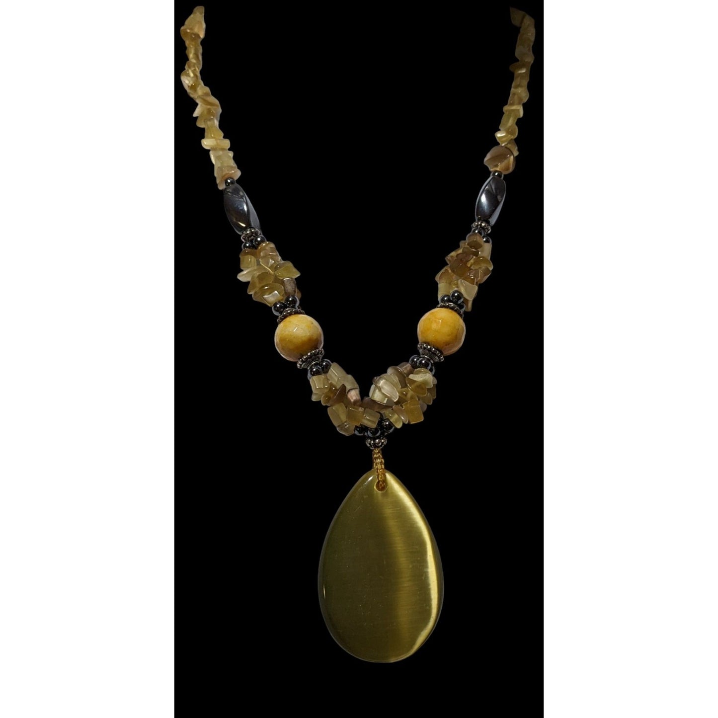 Yellow Gemstone Cateye Necklace