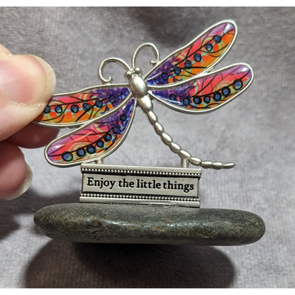 Enjoy The Little Things Rainbow Dragonfly Trinket