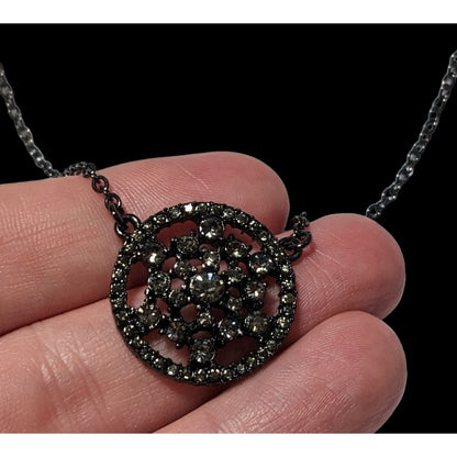 Gothic Rhinestone Snowflake Pendant Necklace