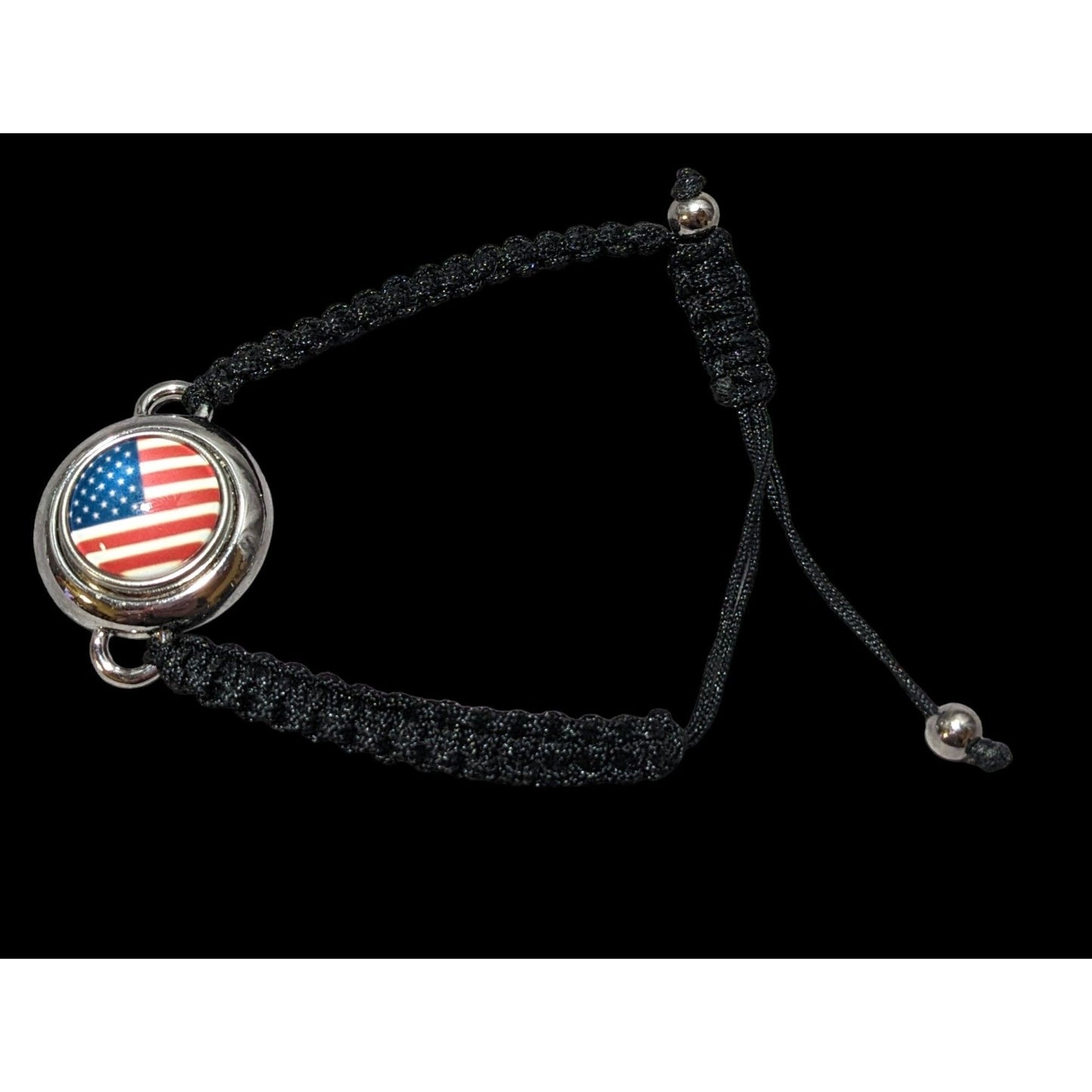 Patriotic Macrame US Flag Snap Charm Bracelet