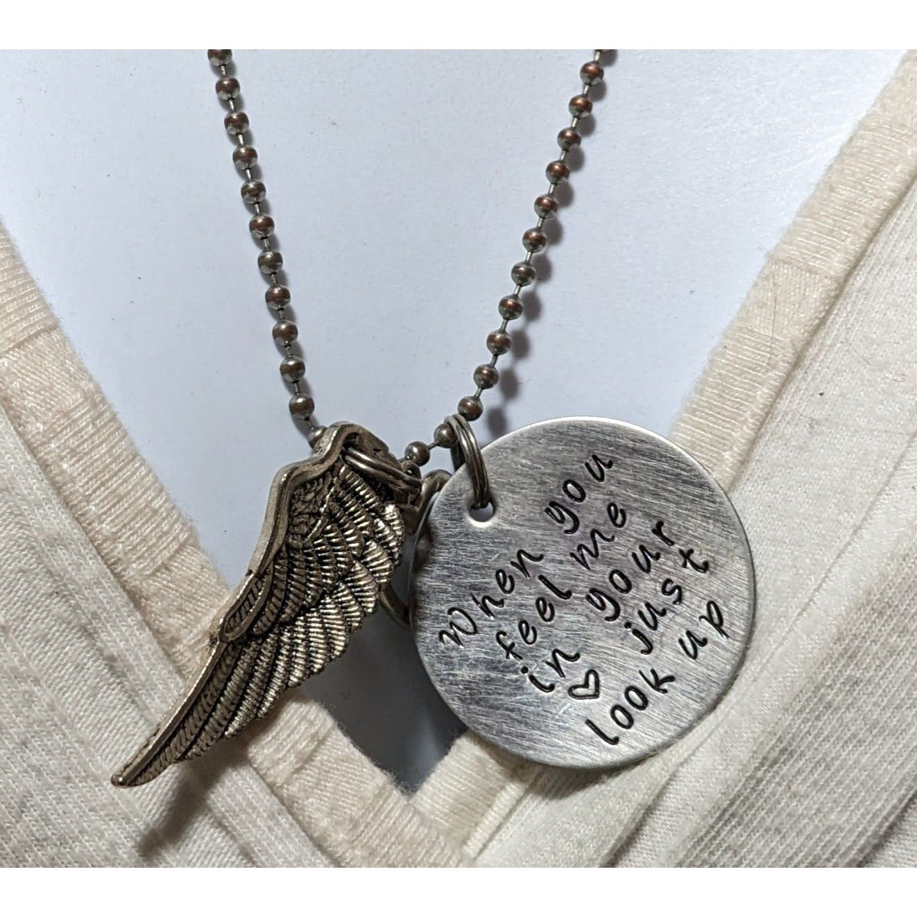 Handmade Silver Angel Wing Charm Necklace